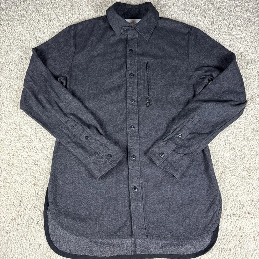 Reign‎ Storm Mens Small Button Front Shirt Gray Heather 100% Cotton Casual